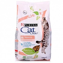 картинка Cat Chow (Кет чау) - Sensitive, корм для кошек с чувствительным пищеварением, 1,5 кг от магазина