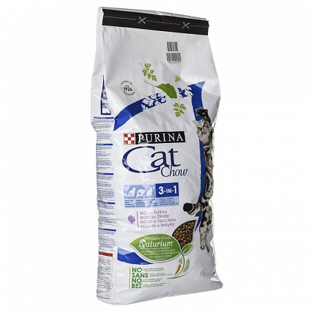 фото Cat Chow (Кет чау) - Feline 3 in 1, корм для кошек с формулой тройного действия, 15 кг - зоомагазин 4 лапы