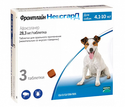 фото Таблетки жевательные Boehringer Ingelheim Фронтлайн НексгарД для собак 4-10 кг 1таб - зоомагазин 4 лапы