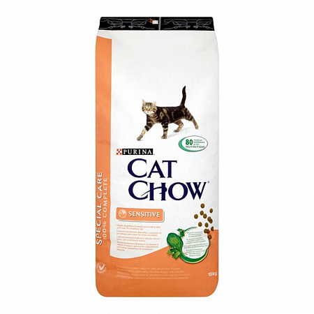 фото Cat Chow (Кет чау) - Sensitive, корм для кошек с чувствительным пищеварением, 15 кг - зоомагазин 4 лапы